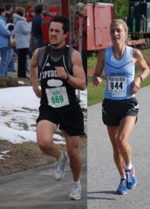 file photos of Robert Gomez & Carry Buterbaugh. They were overall winners of their race. Photos courtesy of Maine Running Photos & Don Penta