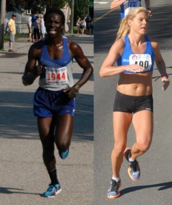 file photos of Marube Moninda & Erica Jesseman courtesy of Penta & Young of Maine Running Photos
